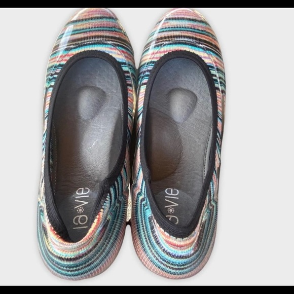 Ja Vie Comfy Jelly Knit Ballet Flats in Fiesta Stripe Print size 40 - Picture 3 of 7